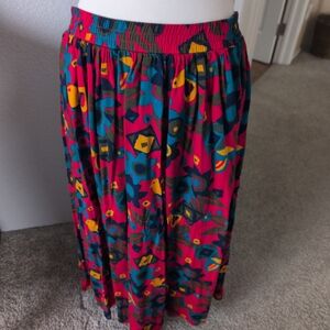 Vintage Chaus Large Women's Maxi Skirt - Red, Blue, Yellow Pattern